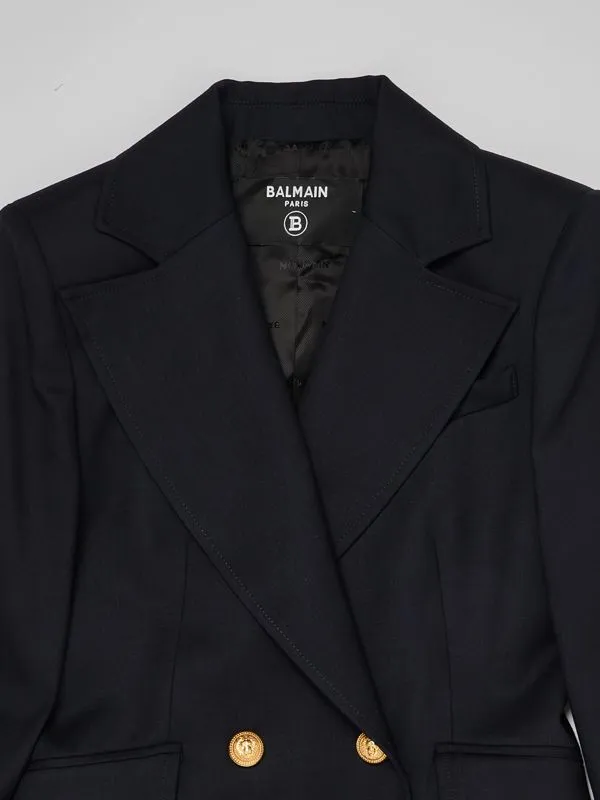 Blazer bambina Balmain in misto lana Blu