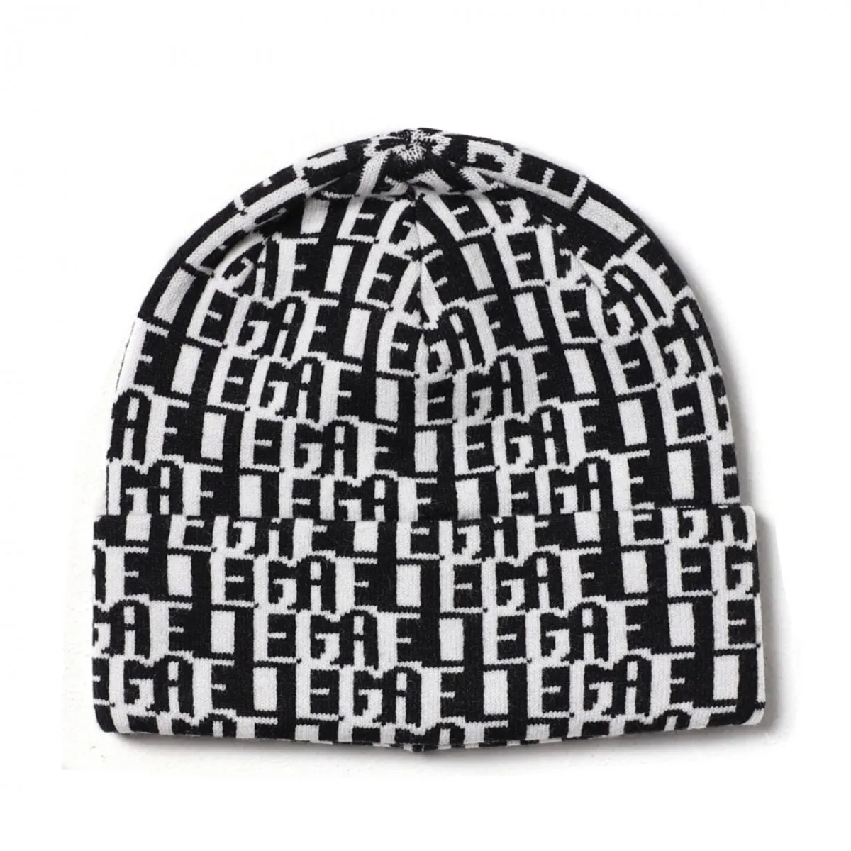 Cuffia In Maglia Con Logo All Over