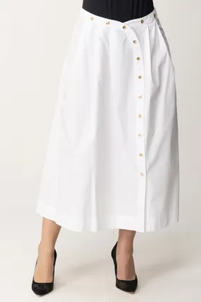 Gonna midi con bottoni asimmetrici BIANCO BRILL