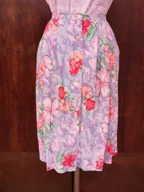 Gonna midi in viscosa azzurra a fiori