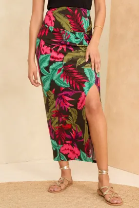 Love & Roses - Gonna midi in jersey con nodo sul davanti