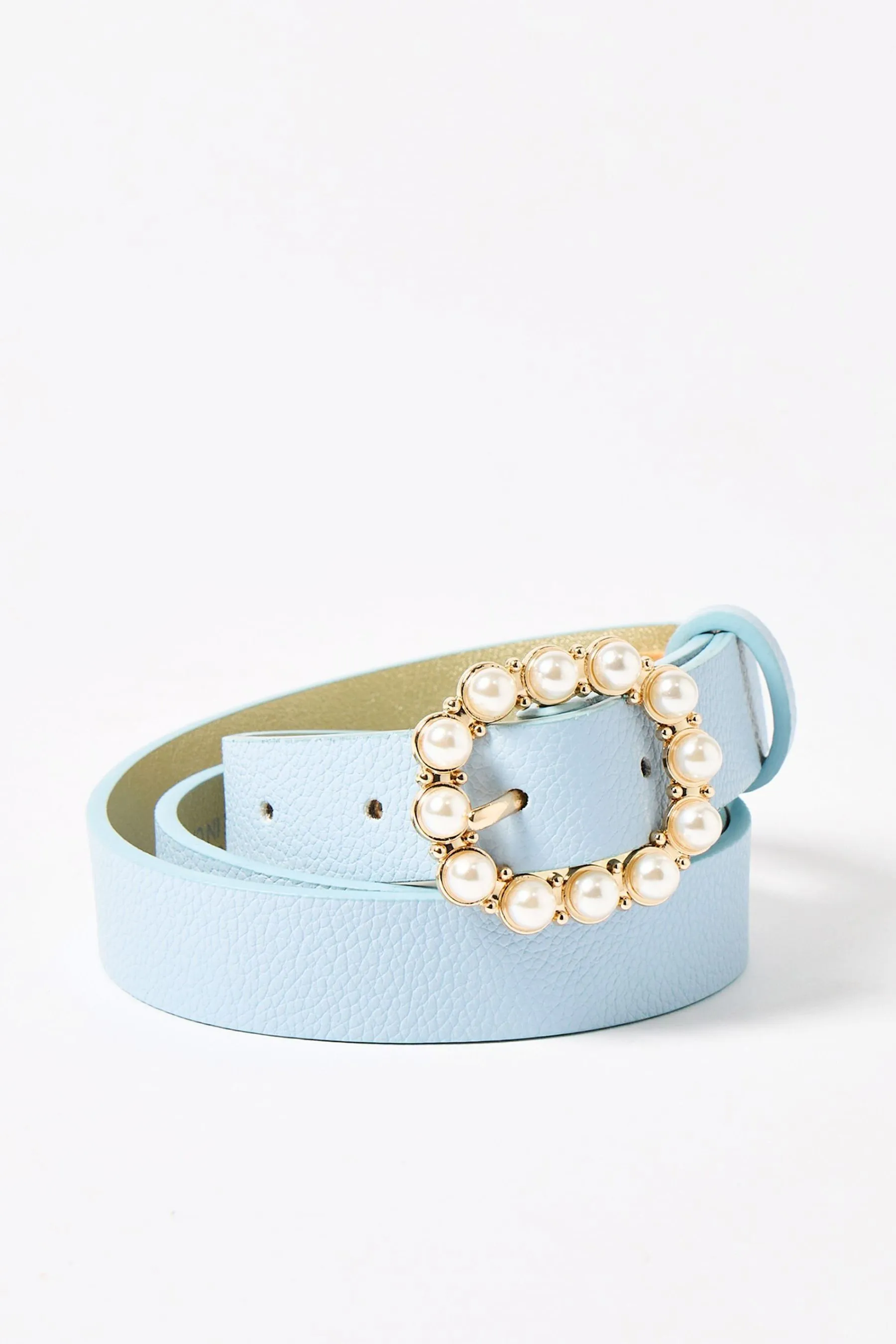 Oliver Bonas - Cintura in pelliccia sintetica Jeans perla con fibbia